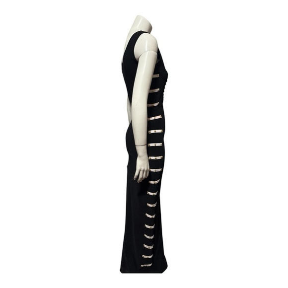 Cache Y2K Black Knit Bodycon Maxi Dress Studded Nautical Details Women’s Small - Picture 6 of 16